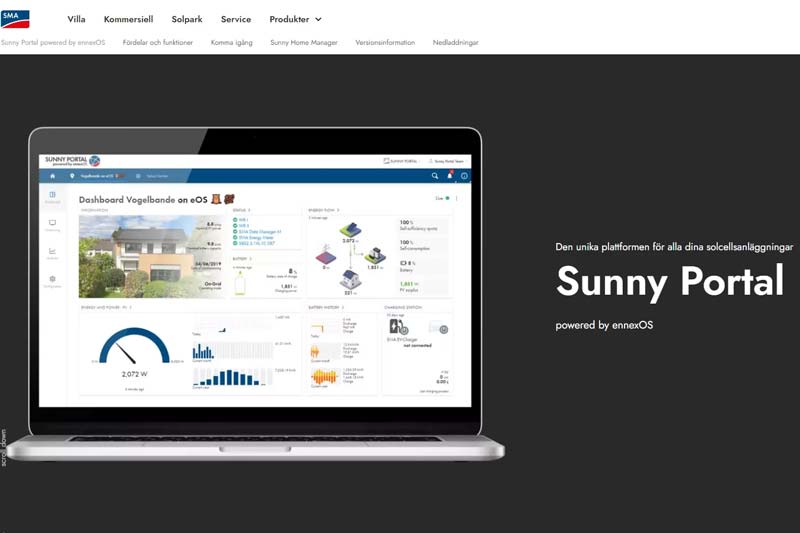 SMA Sunny Portal med nytt utseende