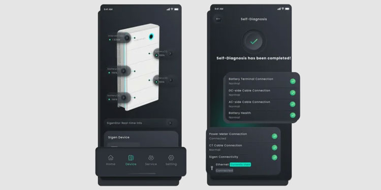 Sigenergys app i en telefon